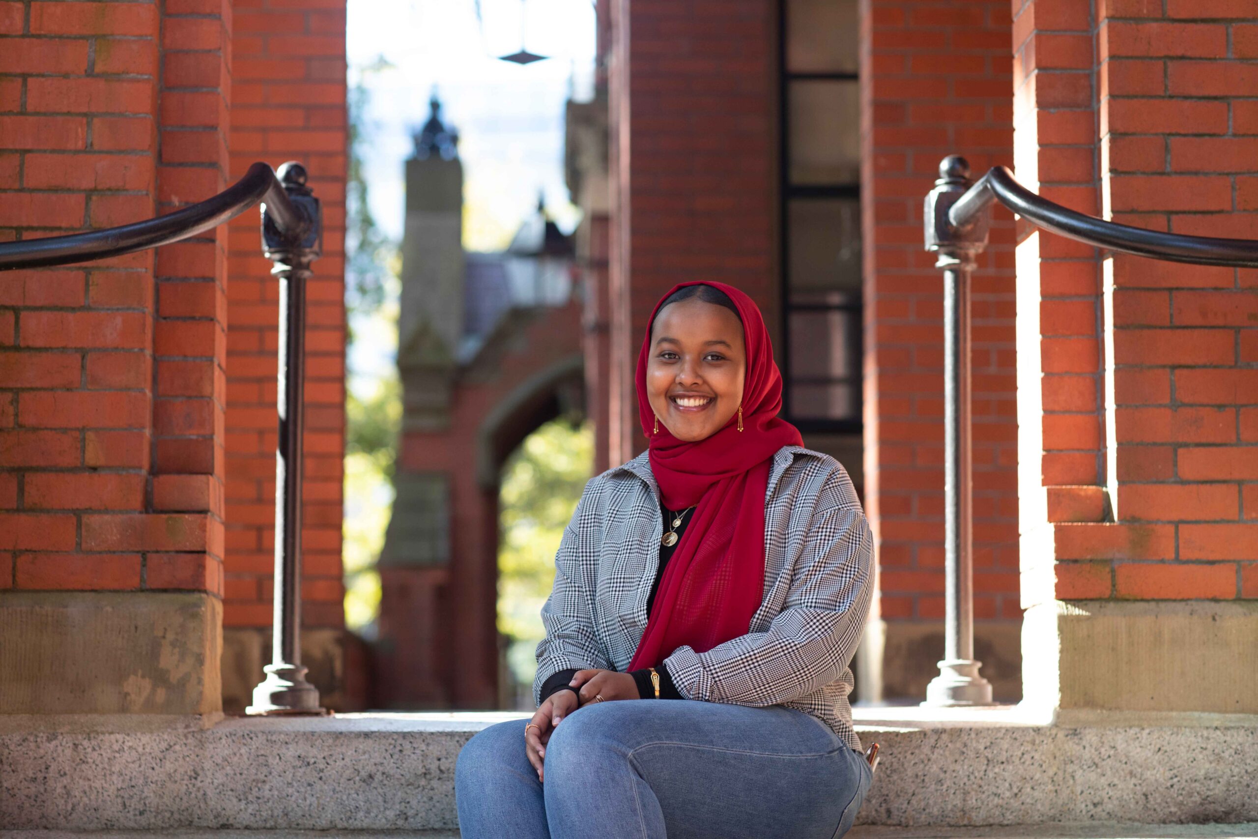 Smiling student wearing hijab